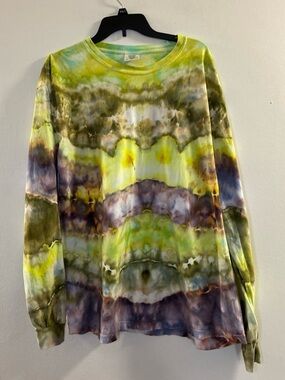 Comfort Colors Tie-Dye Long Sleeve Tee in Yellow, Green & Blue